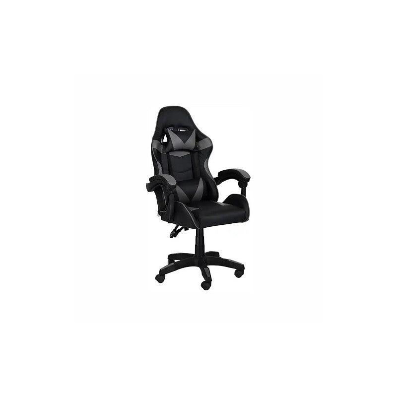 SEDIA DA GAMING NERO/GRIGIO CON ROTELLE CUSCINO SUPPORTO POGGIATESTA