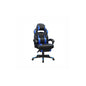 SEDIA DA GAMING NERO / BLU CON ROTELLE CUSCINO SUPPORTO POGGIAPIEDI E POGGIATESTA